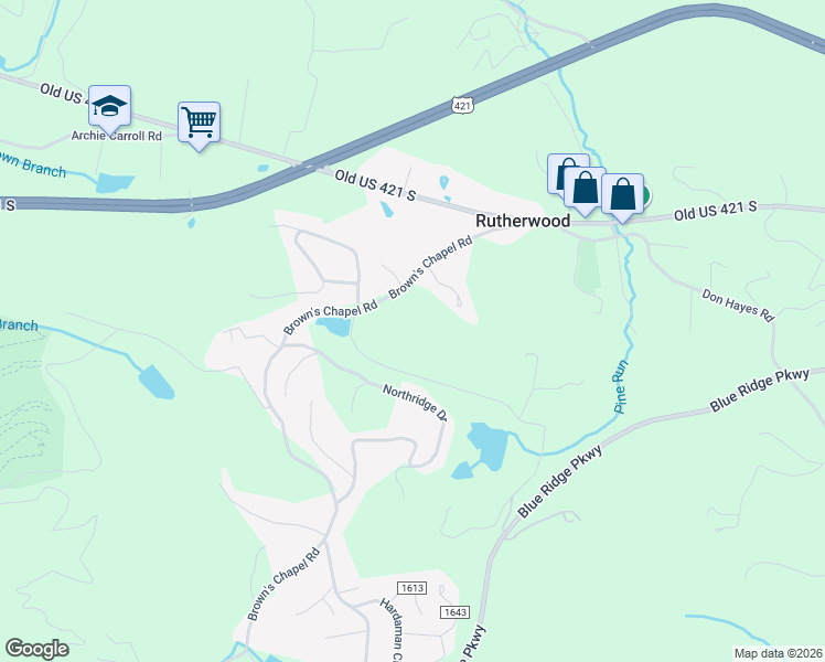 map of restaurants, bars, coffee shops, grocery stores, and more near 197 Milton Gragg Road in Boone