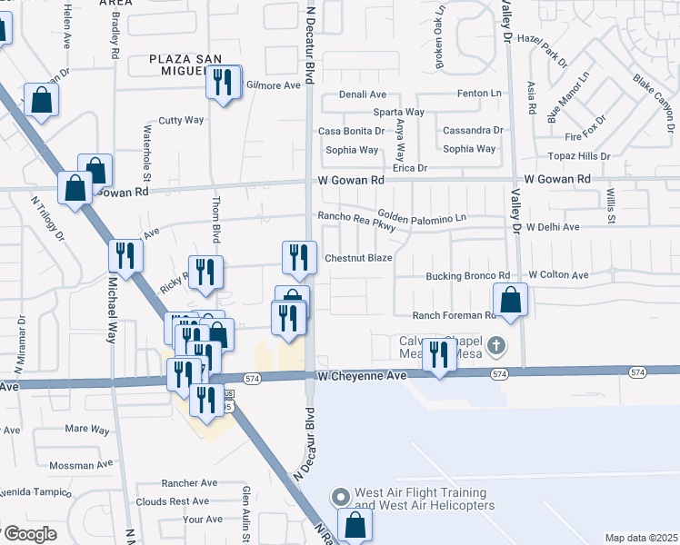 map of restaurants, bars, coffee shops, grocery stores, and more near 3318 North Decatur Boulevard in Las Vegas