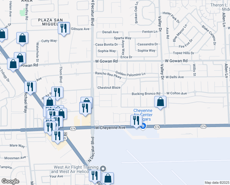 map of restaurants, bars, coffee shops, grocery stores, and more near 3318 North Decatur Boulevard in Las Vegas