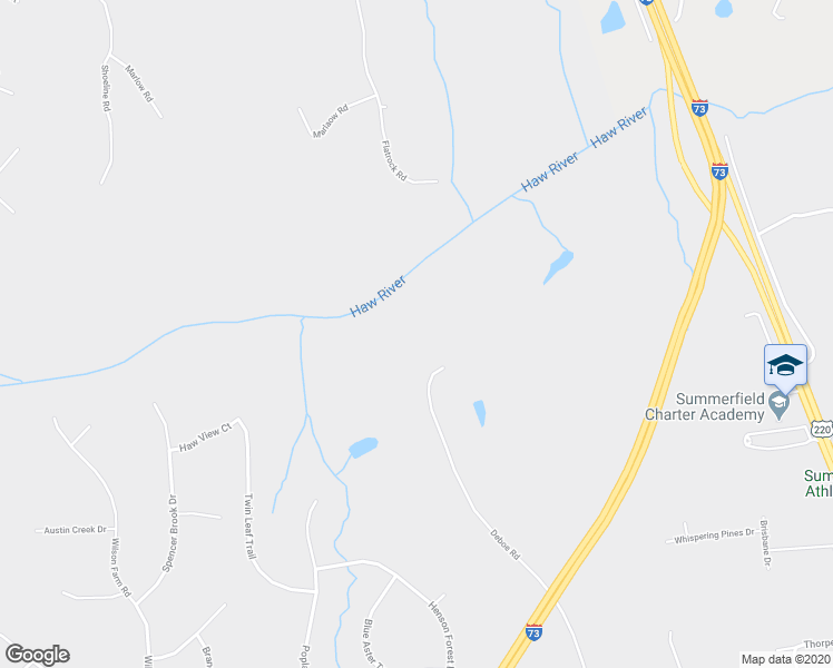 map of restaurants, bars, coffee shops, grocery stores, and more near 7691 Deboe Road in Summerfield