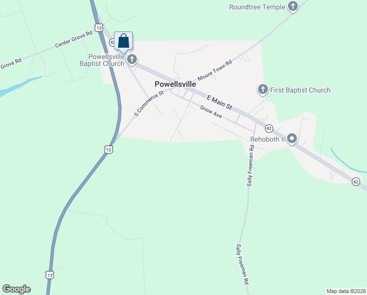 map of restaurants, bars, coffee shops, grocery stores, and more near 308 Wynns Street in Ahoskie