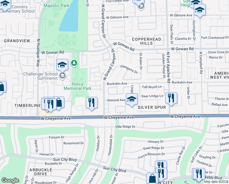 map of restaurants, bars, coffee shops, grocery stores, and more near 9636 Towngate Avenue in Las Vegas