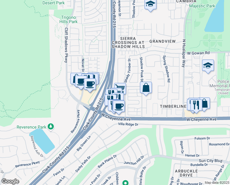map of restaurants, bars, coffee shops, grocery stores, and more near 10489 Tuscany Rose Court in Las Vegas