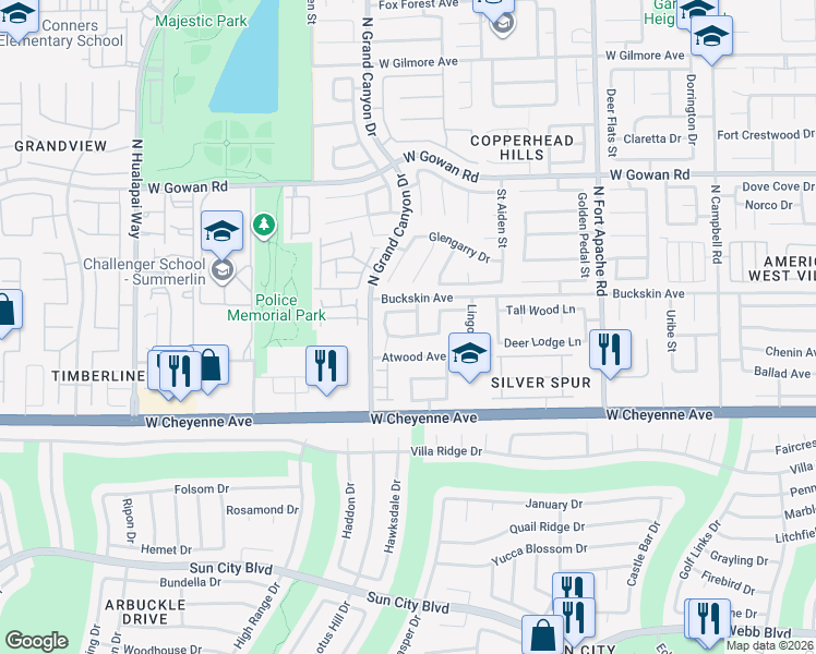 map of restaurants, bars, coffee shops, grocery stores, and more near 9636 Towngate Avenue in Las Vegas