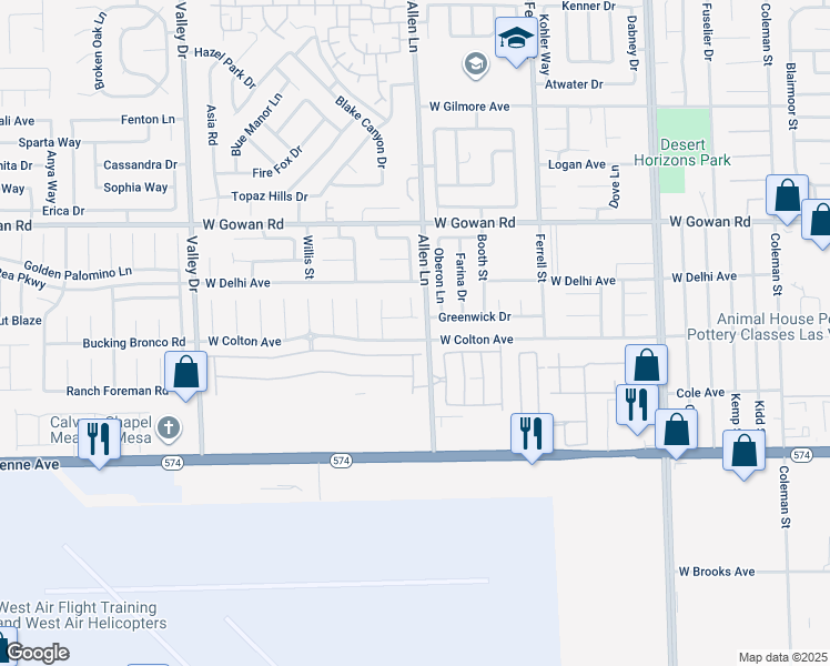 map of restaurants, bars, coffee shops, grocery stores, and more near 3716 West Colton Avenue in North Las Vegas
