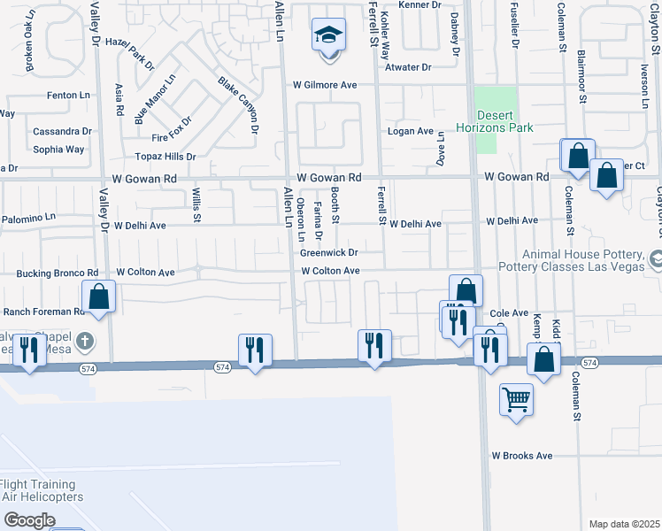 map of restaurants, bars, coffee shops, grocery stores, and more near 3512 West Colton Avenue in North Las Vegas