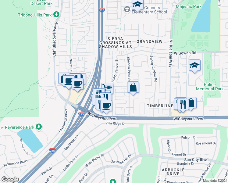 map of restaurants, bars, coffee shops, grocery stores, and more near 3329 Autumn Veil Street in Las Vegas