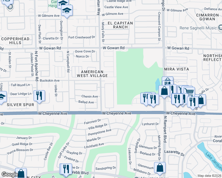 map of restaurants, bars, coffee shops, grocery stores, and more near 3349 Epson Street in Las Vegas