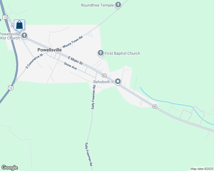 map of restaurants, bars, coffee shops, grocery stores, and more near 114 North Carolina 42 in Colerain
