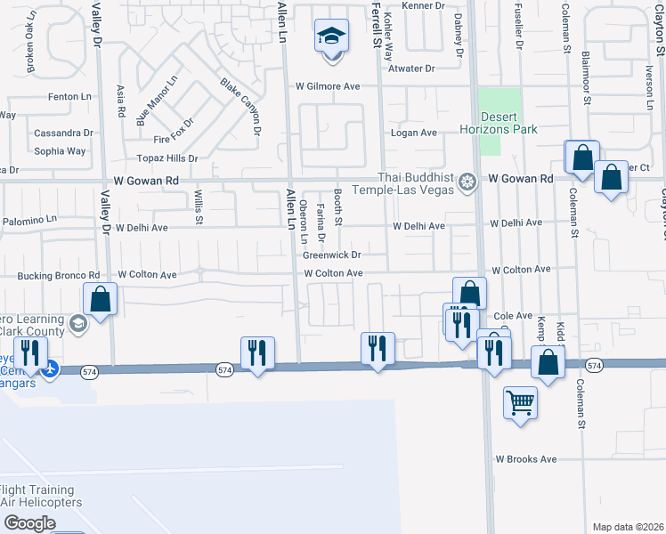 map of restaurants, bars, coffee shops, grocery stores, and more near 3512 West Colton Avenue in North Las Vegas