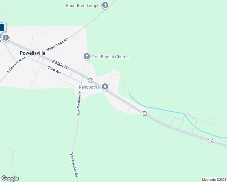 map of restaurants, bars, coffee shops, grocery stores, and more near 129 North Carolina 42 in Colerain