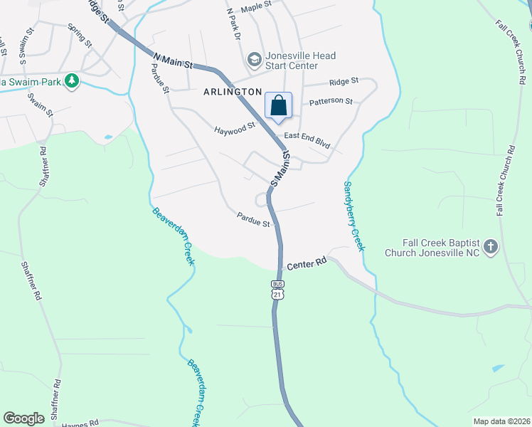 map of restaurants, bars, coffee shops, grocery stores, and more near 725 Country Ham Lane in Jonesville