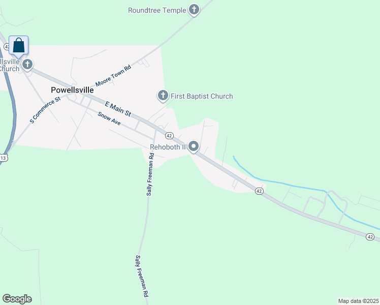 map of restaurants, bars, coffee shops, grocery stores, and more near 124 North Carolina 42 in Colerain