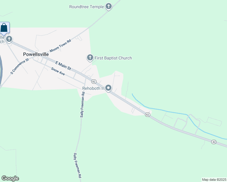 map of restaurants, bars, coffee shops, grocery stores, and more near 127 North Carolina 42 in Colerain
