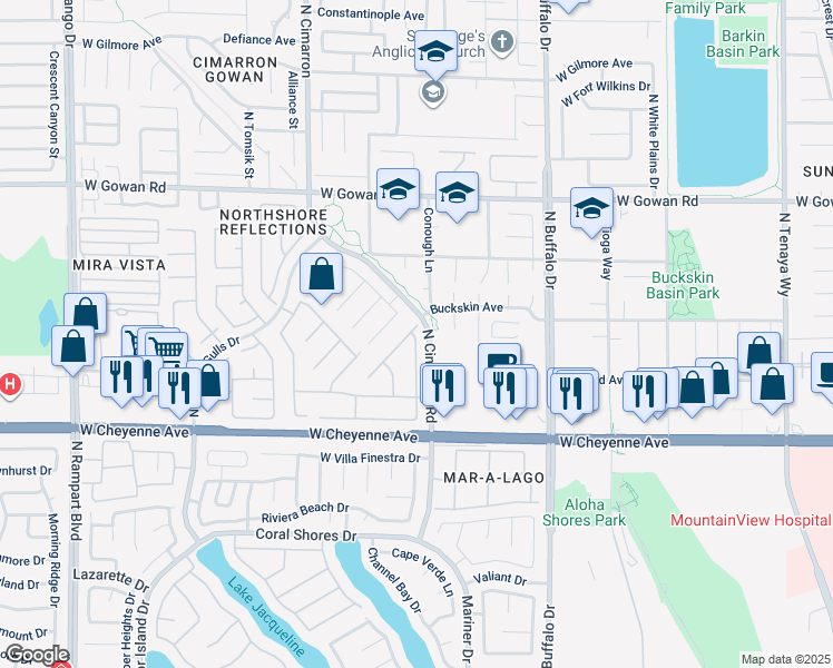 map of restaurants, bars, coffee shops, grocery stores, and more near 3352 Moon River St in Las Vegas