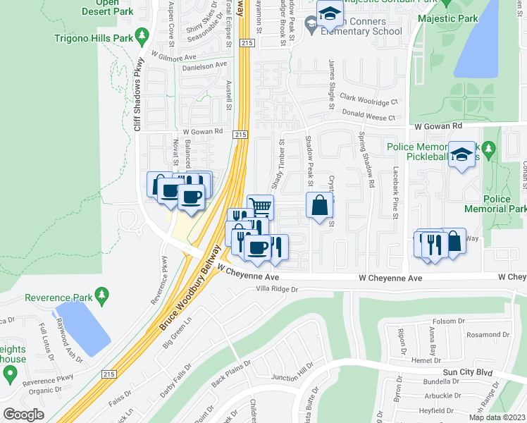 map of restaurants, bars, coffee shops, grocery stores, and more near 10454 Tuscany Rose Court in Las Vegas