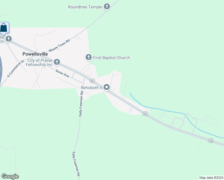 map of restaurants, bars, coffee shops, grocery stores, and more near 127 North Carolina 42 in Colerain