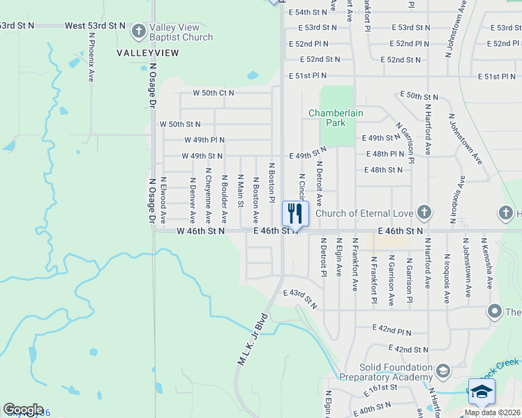 map of restaurants, bars, coffee shops, grocery stores, and more near 4638 North Boston Avenue in Tulsa