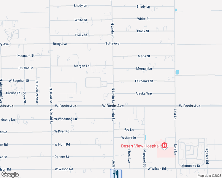 map of restaurants, bars, coffee shops, grocery stores, and more near 136 North Linda Street in Pahrump