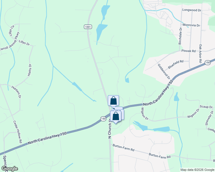 map of restaurants, bars, coffee shops, grocery stores, and more near 5912 North Church Street in Greensboro