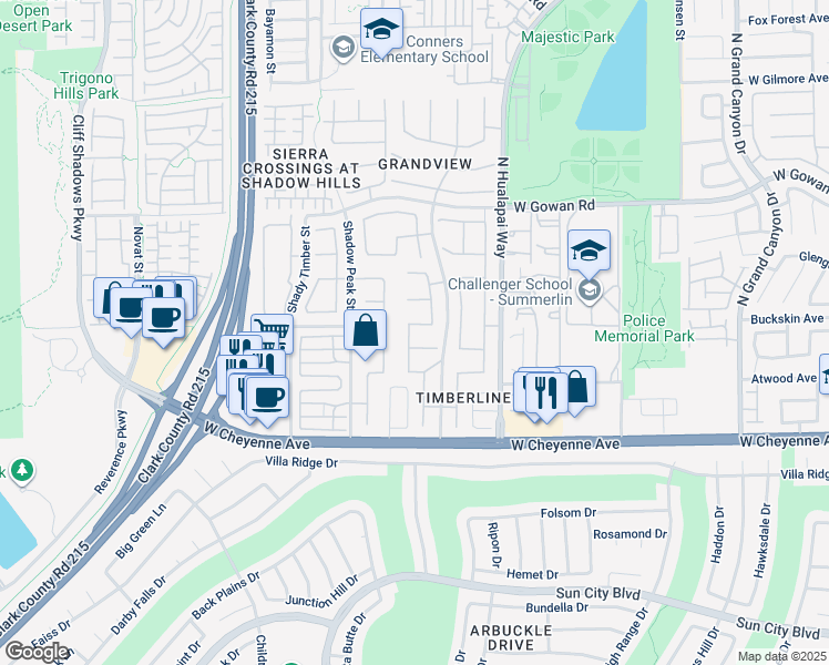 map of restaurants, bars, coffee shops, grocery stores, and more near 10217 Crystal Cloud Avenue in Las Vegas