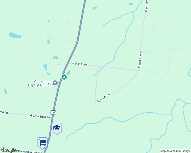 map of restaurants, bars, coffee shops, grocery stores, and more near 104 Green Acres in Clarkrange