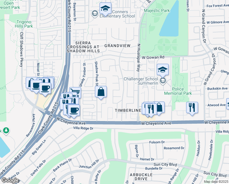 map of restaurants, bars, coffee shops, grocery stores, and more near 10217 Crystal Cloud Avenue in Las Vegas
