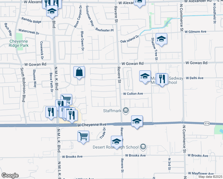 map of restaurants, bars, coffee shops, grocery stores, and more near 824 Vineyard Vine Way in North Las Vegas