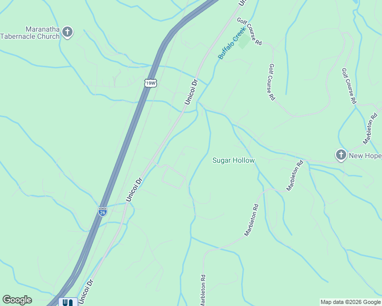 map of restaurants, bars, coffee shops, grocery stores, and more near 112 Meadowbrook Dr in Unicoi