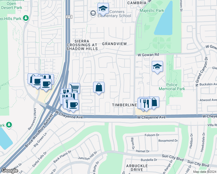map of restaurants, bars, coffee shops, grocery stores, and more near 3337 Teal Sunset Street in Las Vegas