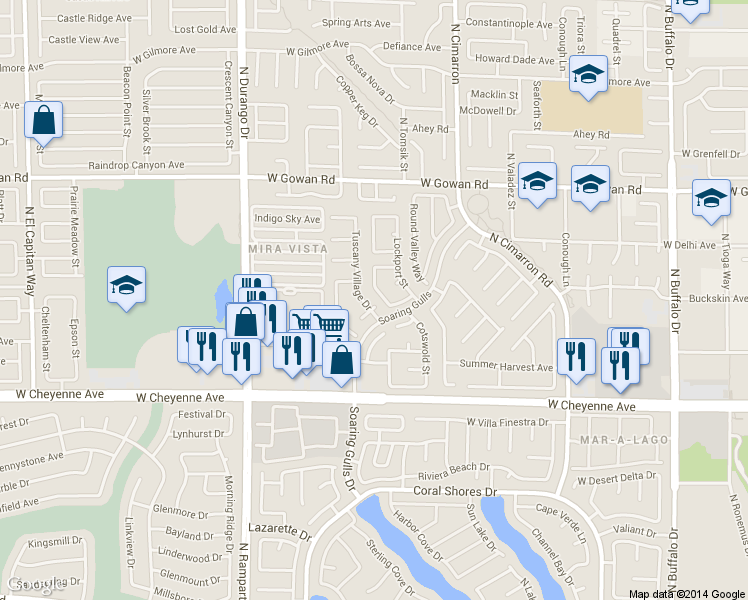 map of restaurants, bars, coffee shops, grocery stores, and more near 8252 Roselle Court in Las Vegas
