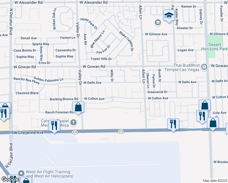 map of restaurants, bars, coffee shops, grocery stores, and more near 3429 Nebaum Court in North Las Vegas