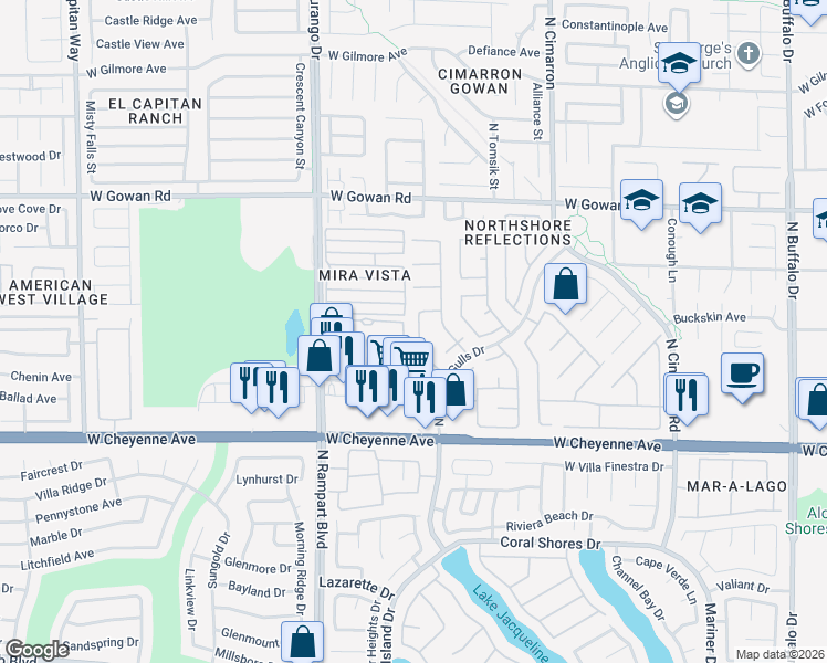 map of restaurants, bars, coffee shops, grocery stores, and more near 3365 Michelangelo Court in Las Vegas