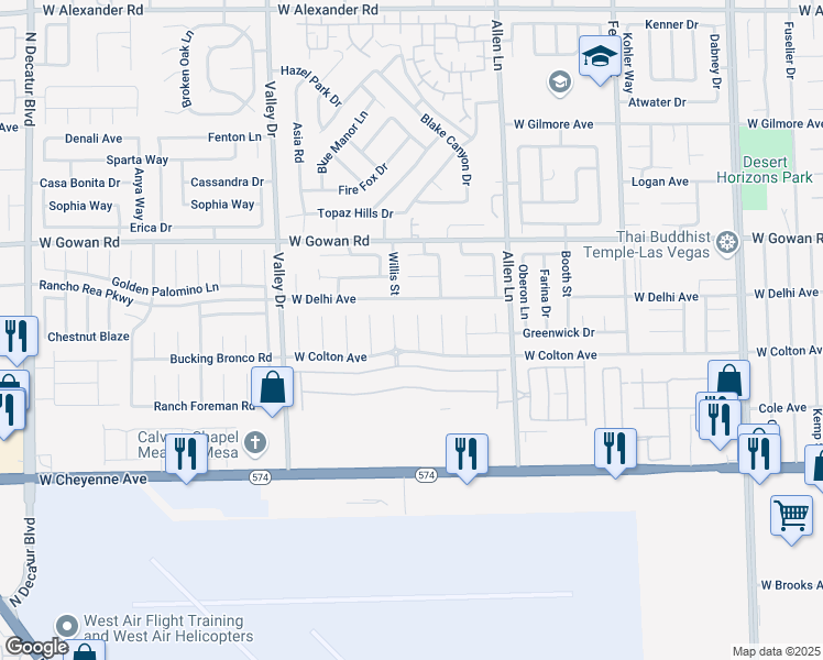map of restaurants, bars, coffee shops, grocery stores, and more near 3429 Nebaum Court in North Las Vegas