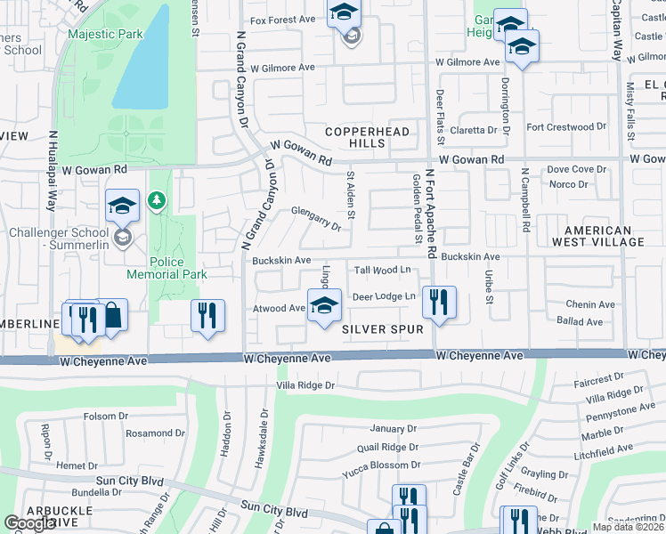 map of restaurants, bars, coffee shops, grocery stores, and more near 3344 Lingo Street in Las Vegas