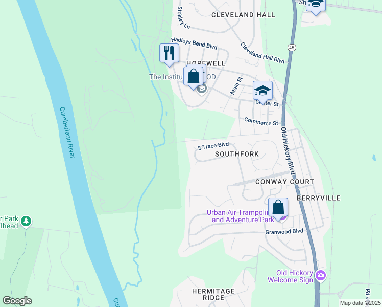 map of restaurants, bars, coffee shops, grocery stores, and more near 4504 South Trace Boulevard in Nashville
