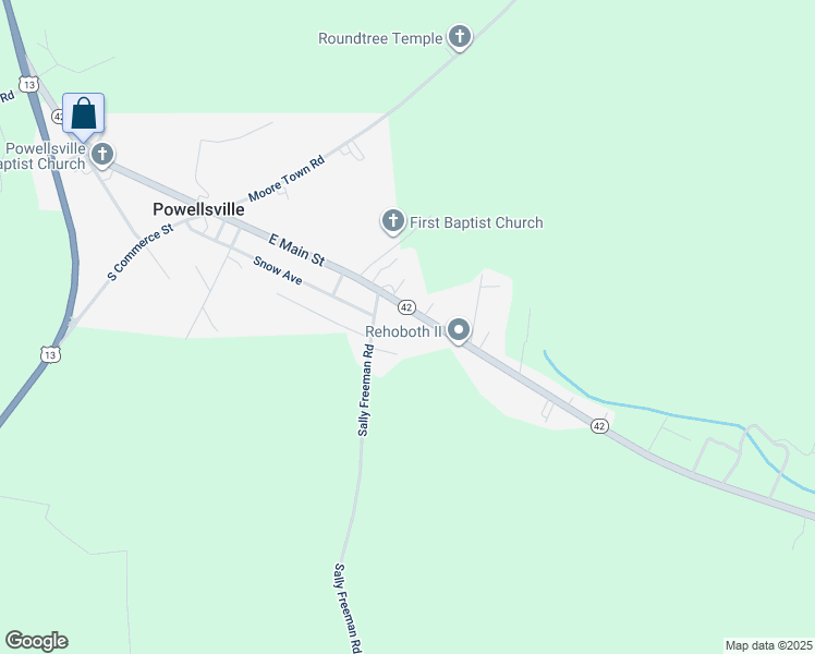 map of restaurants, bars, coffee shops, grocery stores, and more near 110 North Carolina 42 in Colerain