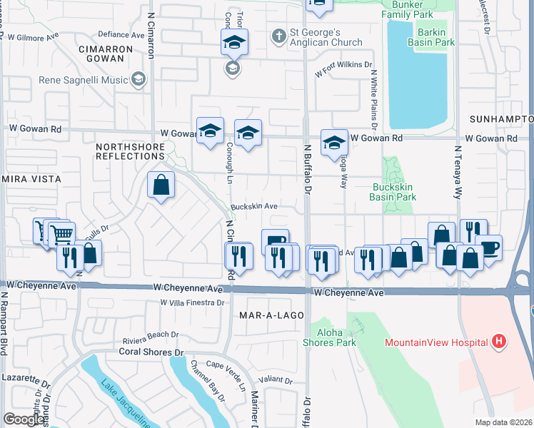 map of restaurants, bars, coffee shops, grocery stores, and more near 3380 Wayward Ct in Las Vegas