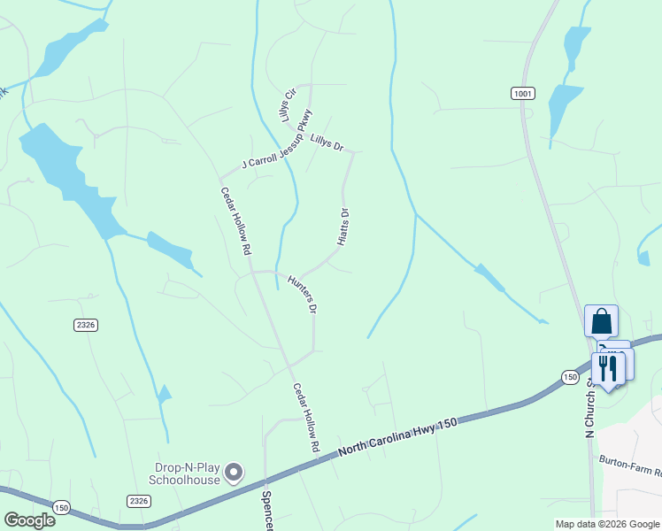 map of restaurants, bars, coffee shops, grocery stores, and more near 499 Hiatts Drive in Greensboro