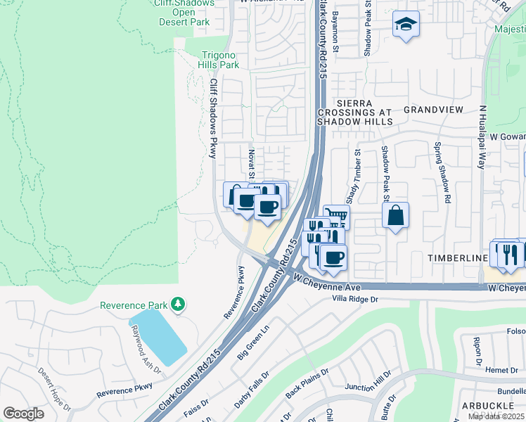 map of restaurants, bars, coffee shops, grocery stores, and more near 10625 Nevada Falls Avenue in Las Vegas