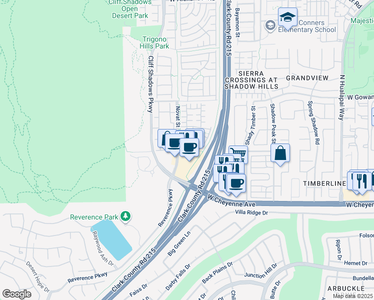 map of restaurants, bars, coffee shops, grocery stores, and more near 10621 Nevada Falls Avenue in Las Vegas
