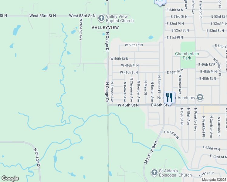 map of restaurants, bars, coffee shops, grocery stores, and more near 323 West 47th Street North in Tulsa