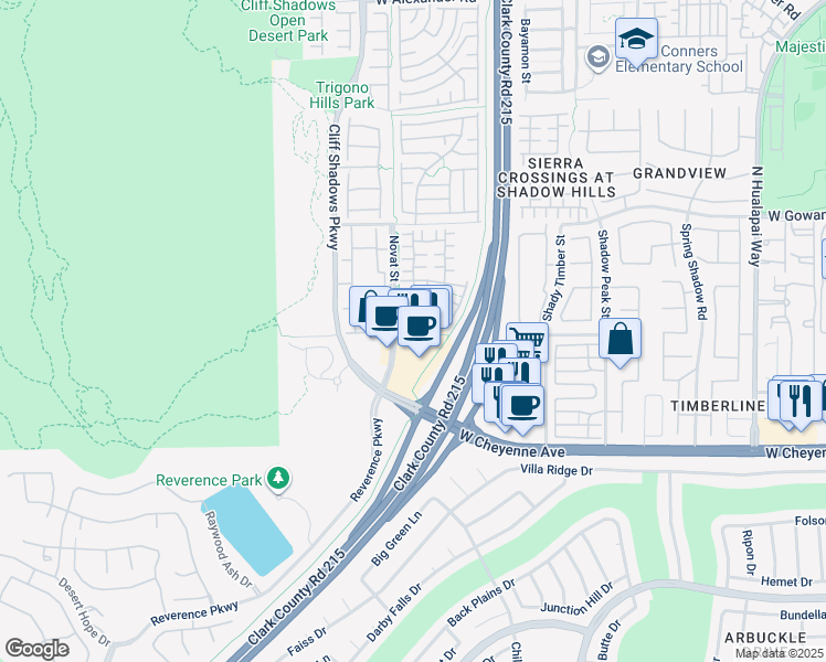 map of restaurants, bars, coffee shops, grocery stores, and more near 10621 Nevada Falls Avenue in Las Vegas