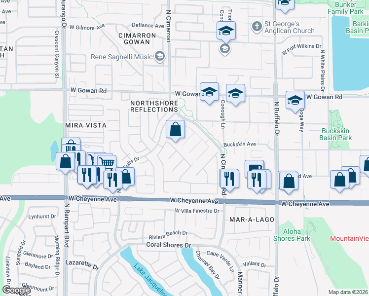 map of restaurants, bars, coffee shops, grocery stores, and more near 8036 Summer Moon Place in Las Vegas