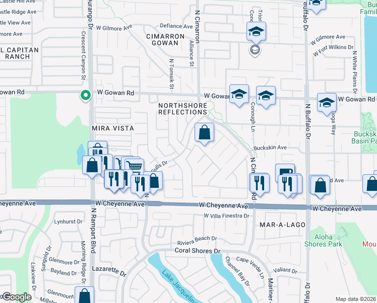 map of restaurants, bars, coffee shops, grocery stores, and more near 3417 Painted River Lane in Las Vegas