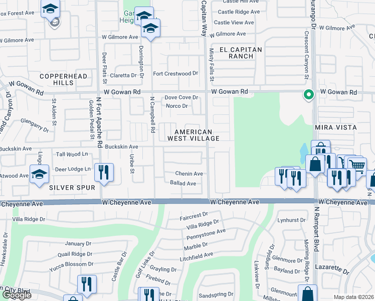 map of restaurants, bars, coffee shops, grocery stores, and more near 9012 Valley of Fire Avenue in Las Vegas