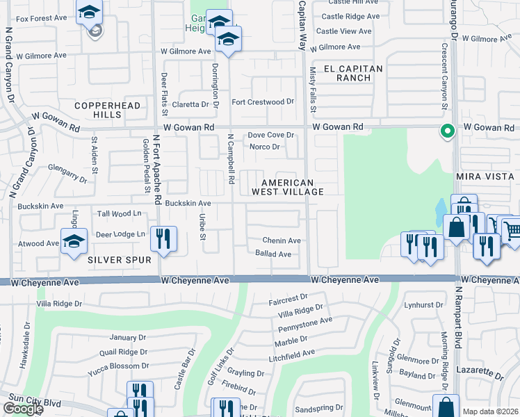 map of restaurants, bars, coffee shops, grocery stores, and more near 9128 Valley of Fire Avenue in Las Vegas