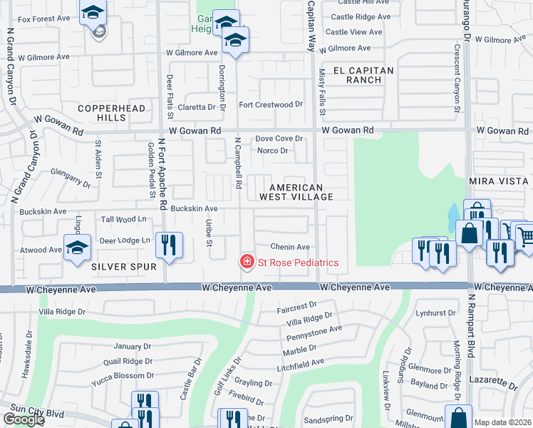 map of restaurants, bars, coffee shops, grocery stores, and more near 9128 Valley of Fire Avenue in Las Vegas