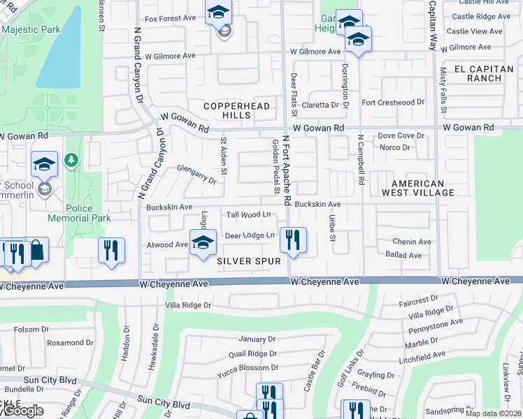 map of restaurants, bars, coffee shops, grocery stores, and more near 9336 Tall Wood Lane in Las Vegas