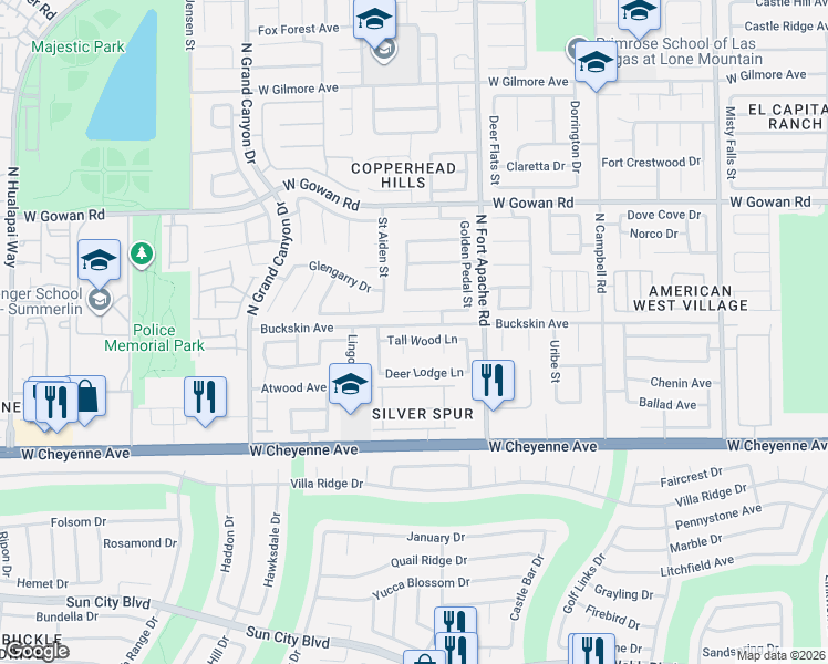 map of restaurants, bars, coffee shops, grocery stores, and more near 9424 Tall Wood Lane in Las Vegas